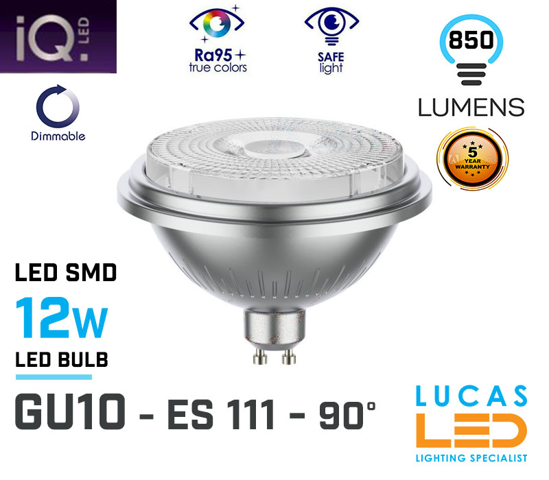 GU10 LED bulb ES111 - 12W - 4000K - 850lm - Dimmable - New IQ technology - Silver body-Natural White