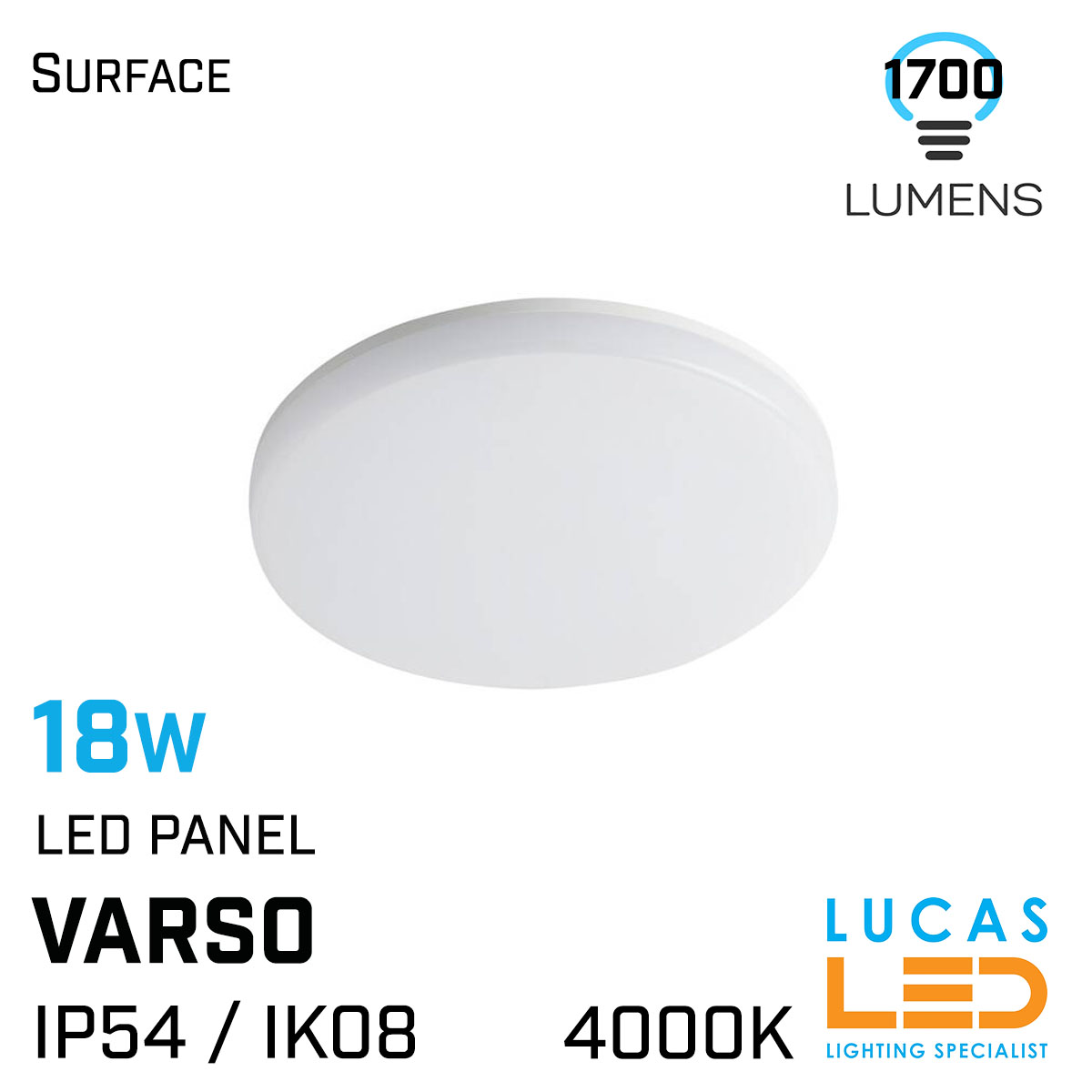 18W Outdoor LED Panel Light - 4000K - IP54 waterproof - IK08 - VARSO - 1700lm
