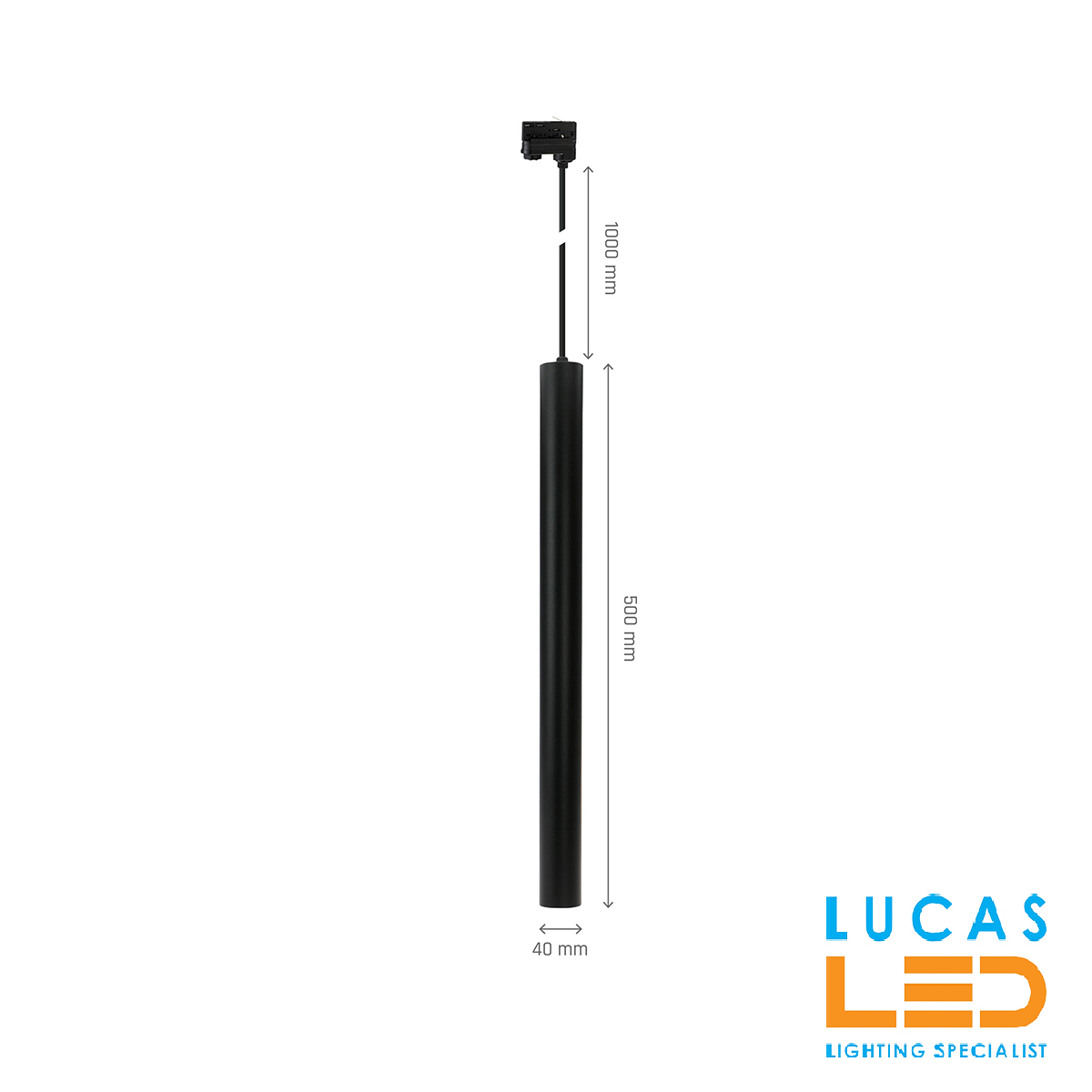 Suspended Rail Track Pendant Light Gu11 - IP20 - 40x500+1M - CHLOE Slim Black Body