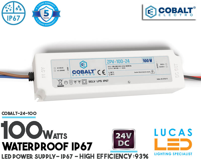 LED Driver Power Supply • 24V • 100 watts • IP67 • Waterproof • Plastic case • High Quality • 5y Warranty • short-circuit-overcurrent-overvoltage- thermal •