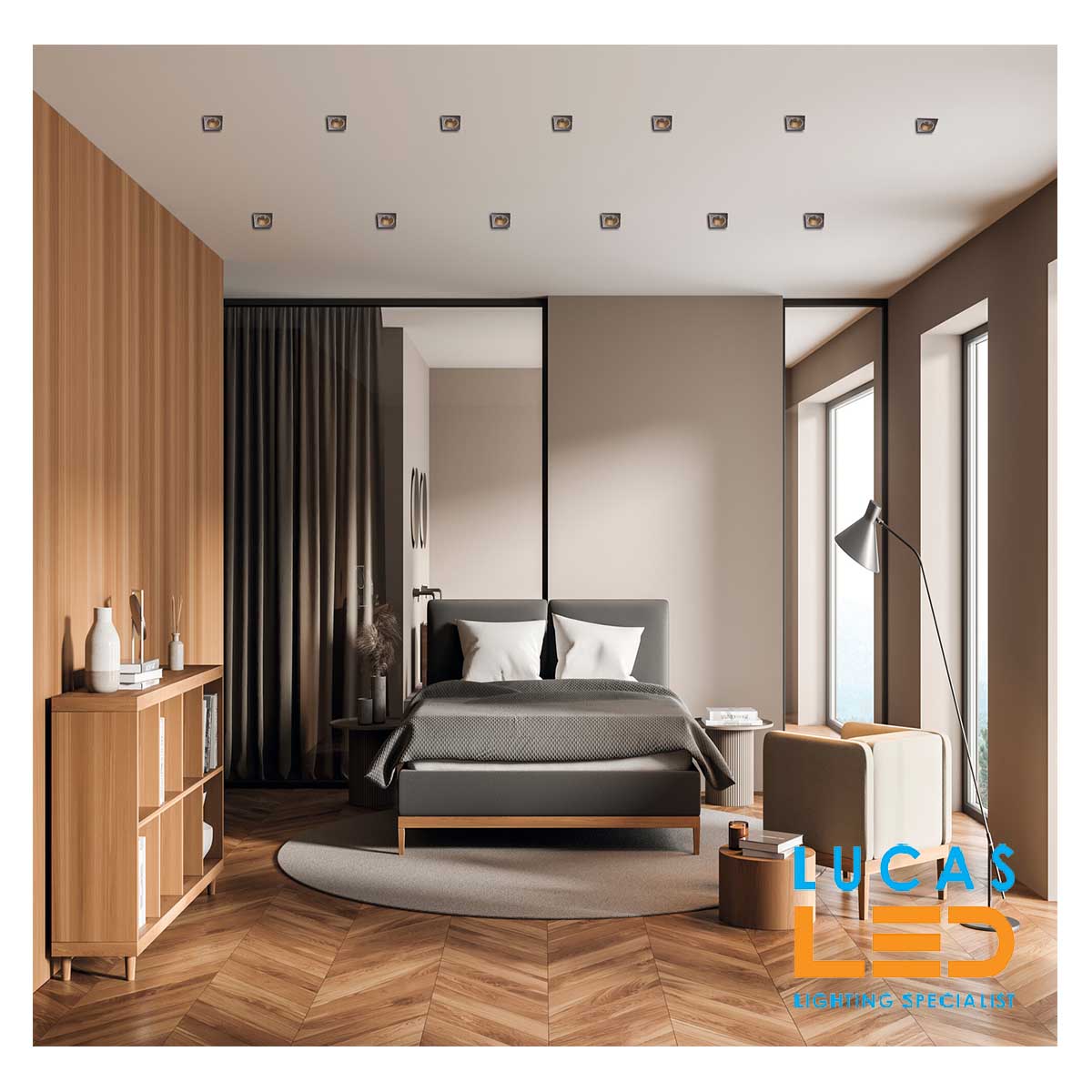 Recessed LED Downlight GU10 - IP20 - Ceiling fitting - GLOZO B/G square
