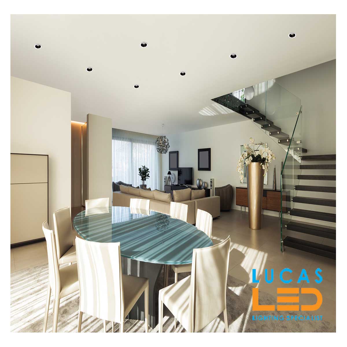 Recessed LED Downlight GU10 - IP20 - Ceiling fitting - GLOZO B/W round