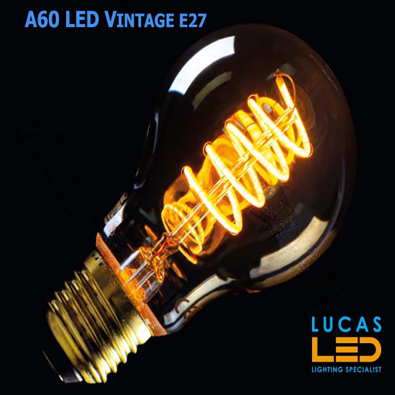 Vintage LED bulb Filament Spiral light 4W - E27 - SUPER WARM 1800K - 250lm - decor Edison retro style A60