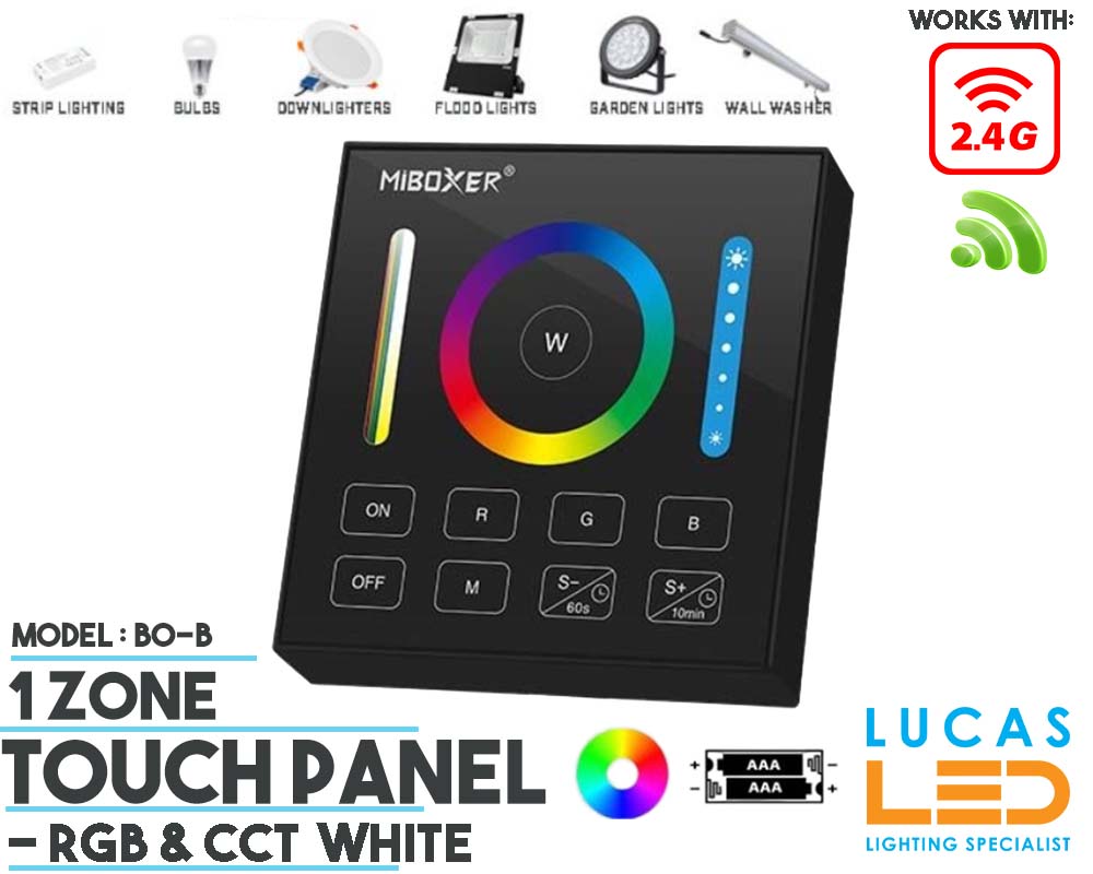 LED Touch Panel Switch • RGB+CCT LED Strip • MiBoxer • Dimmer • 1 zone • 2.4G • Wireless • Smart Lighting System  • B0-B • 2xAAA