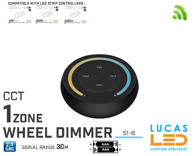 LED Wheel Dimmer • CCT • MiBoxer • 1 zone • Smart Lighting System • 2.4G • Wireless • S1-B • Black edition
