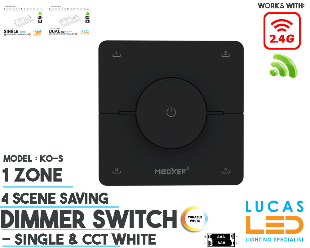 LED Rotary Scene Panel Switch • CCT & Single LED Strip • Dimmer • MiBoxer • 1 zone • 2.4G • Wireless • Smart Lighting System • K0B • Black edition