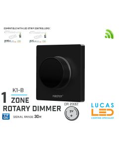 LED Rotary Panel Switch • CCT & Single LED Strip • Dimmer • MiBoxer • 1 zone • 2.4G • Wireless • Smart Lighting System • K1-B • Black edition