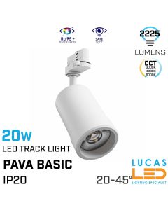 led-track-light-20w-3000-4000-6000k-2225lm-rail-mounted-projector-adjustable-white-body-pava-cct