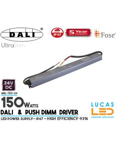 LED Driver DALI Power Supply • 24V • 150 watts • DALI system & Push Dimm • IP67 • Waterproof • Metal case • 5 year • PRO Line • Active Filter •