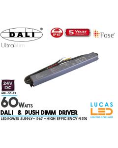 LED Driver DALI Power Supply • 24V • 60 watts • DALI system & Push Dimm • IP67 • Waterproof • Metal case • 5 year • PRO Line • Active Filter •