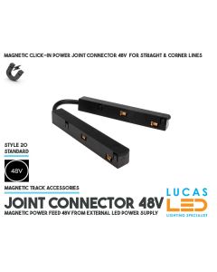 Corner Joint Connector 48V • Magnetic Track Rail 48V • Click-in •Corner Feed  • Single Circuit •Black body• for Magnetic Track Light • 