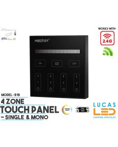LED Touch Panel Switch • Mono • MiBoxer • 4 zone • 2.4G • Wireless • Compatible • Smart Lighting System • MultiZone • B1B • Black edition