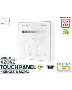 LED Touch Panel Switch • Mono • MiBoxer • 4 zone • 2.4G • Wireless • Compatible • Smart Lighting System • MultiZone • B1 • White edition