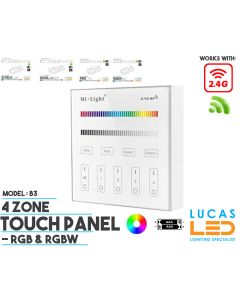 LED Touch Panel Switch • RGB & RGBW • MiBoxer • 4 zone • 2.4G • Wireless • Compatible • Smart Lighting System • MultiZone • B3