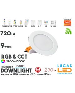LED Downlight •RGB CCT• 9w • 720lm • wifi • 2.4G • Compatible • Smart • Lighting • System • MultiZone • Wireless • MiBoxer • FUT061 • 230V•