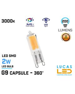  G9 LED Bulb Light capsule- 2W - 200lm - 3000K - 240V - Led COB - ZUBI - Warm White