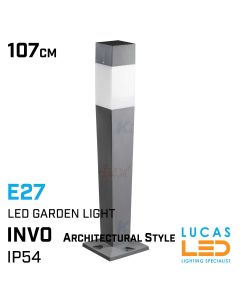 Architectural Outdoor LED Garden Light E27 - IP54 waterproof - INVO 107 - Driveway - Pathway - Pillar Light - Graphite & White colour 