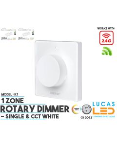 LED Rotary Panel Switch • CCT & Single LED Strip • Dimmer • MiBoxer • 1 zone • 2.4G • Wireless • Smart Lighting System • K1 • White edition