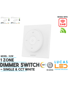 LED Mini Panel Switch • CCT & Single LED Strip • Dimmer • MiBoxer • 1 zone • 2.4G • Wireless • Smart Lighting System • K2 • White edition