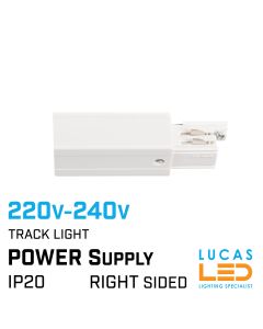 Power Supply Connector type - RIGHT Sided - for Rail - LED Track Lighting system - 3-phase - 3 circuit - White