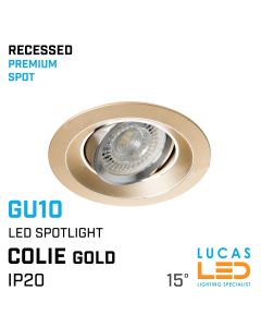 Recessed LED Downlight GU10 - IP20 - Ceiling fitting - Viewing angle 15° - COLIE Gold body 