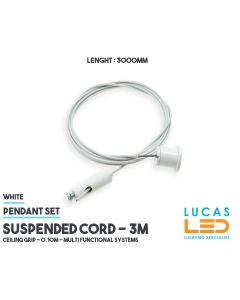 Pendants • Suspended Cord • Ceiling Grip • 3000mm • 0.10m • White body
