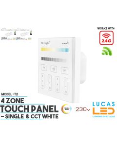 LED Touch Panel Switch • CCT & Single • MiBoxer • 4 zone • 2.4G • Wireless • Compatible • Smart Lighting System • MultiZone • T2