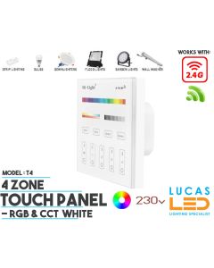 LED Touch Panel Switch • RGB+CCT • MiBoxer • 4 zone • 2.4G • Wireless • Compatible • Smart Lighting System • MultiZone • T4