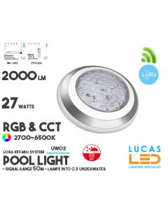 LED Underwater Light • Pool Light • RGB+CCT • 27W • 2000LM • IP68 • LoRa 443MHz • Smart Lighting System • Control distance 50m • MiBoxer • UW02 • 12V