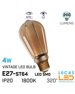vintage-led-bulb-filament-spiral-light-E27-4W-super-warm-1800K-st64-dark-amber-glass-lucasled.ie