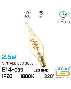 vintage-led-candle-bulb-filament-spiral-light-2.5W-super-warm-colour-1800K-135lm-decorative-retro-style-lucasled.ie