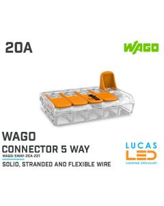 Wago Connector 5 Way • Open & close wire terminal • pluggable • 20A • Suitable for 0.14-4mm²