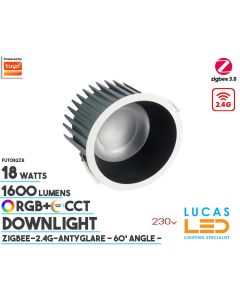 ZigBee Downlight • Waterproof • 18W • 1600lm • RGB+CCT • Beam Angle 60° • Anti-glare • Tuya • MiBoxer • 2.4G • 230V