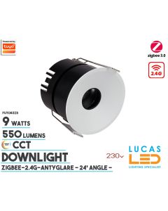 ZigBee Downlight • Narrow • 9W • 550lm • CCT • Beam Angle 24° • Anti-glare • Tuya • MiBoxer • 2.4G • 230V
