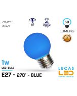 E27 LED Coloured Bulb Light - 1W - Globe - Ball - Party - Festoon - String bulb - BLUE 