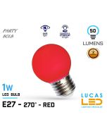 E27 LED Coloured Bulb Light - 1W - Globe - Ball - Party - Festoon - String bulb - RED