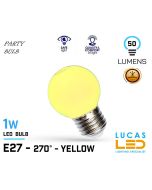 E27 LED Coloured Bulb Light - 1W - Globe - Ball - Party - Festoon - String bulb - YELLOW 