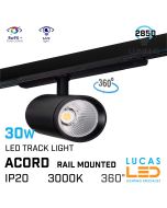 18W LED Track Lighting - Rail-mounted projector - 3000K - 1700lm - 3 phase - 3 circuit track - Lucasled.ie