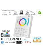 LED Touch Panel Switch • RGB+CCT • MiBoxer • 8 zone • 2.4G • Wireless • Compatible • Smart Lighting System • MultiZone • B8