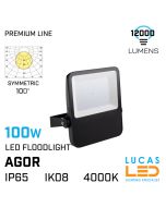 100W Outdoor LED Floodlight - 4000K Natural White - 12000lm - IP65 waterproof - LED SMD - SYMMETRIC AGOR
