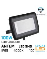 100W Outdoor LED Floodlight - IP65 - 4000K Natural White - 8000lm - Black