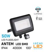 6 pcs - PIR Outdoor LED Floodlight 50W - IP44 - 4000lm Natural White - ANTEM