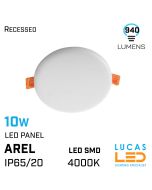  LED Panel Light  10W - 4000K - 940lm - IP65/20 - RECESSED Downlight - ceiling - full fitting - Bathroom / Kitchen - LED SMD - Ultra Slim - AREL