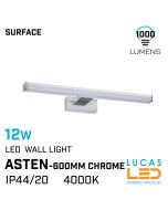 12W LED Light - 4000K - 1000lm - IP44 - wall mounted fitting - ASTEN - Chrome
