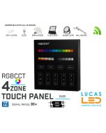 LED Touch Panel Switch • RGB+CCT • MiBoxer • 4 zone • 2.4G • Wireless • Compatible • Smart Lighting System • MultiZone • B4B • Black edition