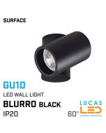LED Wall light - Gu10 - IP20 - surface wall mounted reading lamp - BLURRO Black or White body-Black