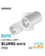 LED Wall & Ceiling mounted surface spotlight GU10 x 2 - angular - BLURRO White body