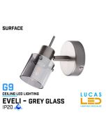 4 pcs ONLY !! - Wall fitting Lights - G9 LED - IP20 - Decorative Industrial Style - grey glass lampshades - EVELI