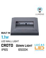Outdoor LED Wall Light - 1.1W - IP65 - 6500K - 30lm - CROTO Square  - Surface Facade-lucasled.ie