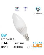 E14 LED Candle bulb light  8W - 4000K Natural White - 800lm - viewing angle 210° -  New Decorative DUN HI bulb light